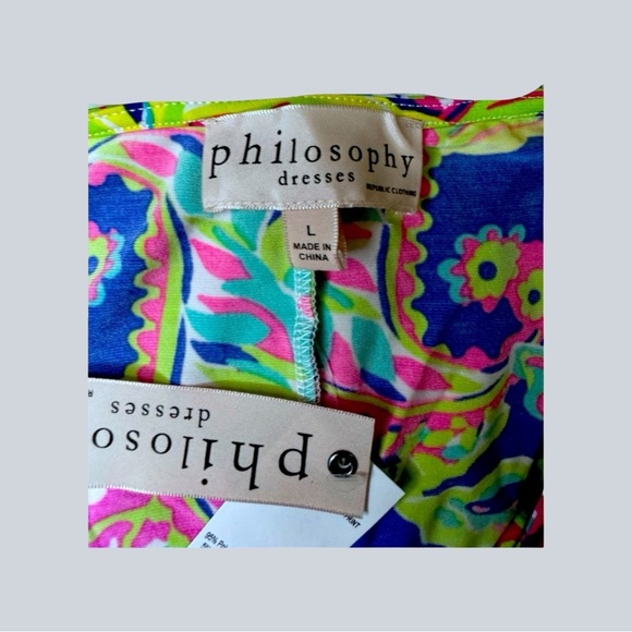 Philosophy Vibrant Dress Size Large Sleeveless Travel Knit Tie Up V-neck - Picture 5 of 5